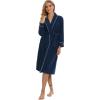 imageALCEA ROSEA Women Lightweight Kimono Robe Long Spa Hotel Bathrobe Microfiber Shawl Soft Sleepwear Ladies LoungewearNavy