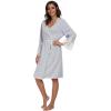imageALCEA ROSEA Womens Cotton Robes Lightweight Lace robe Soft Knit Sleepwear Loungewear Ladies Bride RobeGrey
