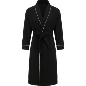 imageALCEA ROSEA Women Lightweight Kimono Robe Long Spa Hotel Bathrobe Microfiber Shawl Soft Sleepwear Ladies LoungewearBlack