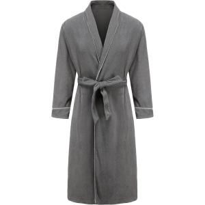 imageALCEA ROSEA Women Lightweight Kimono Robe Long Spa Hotel Bathrobe Microfiber Shawl Soft Sleepwear Ladies LoungewearGrey02