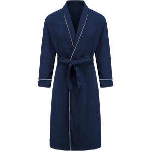 imageALCEA ROSEA Women Lightweight Kimono Robe Long Spa Hotel Bathrobe Microfiber Shawl Soft Sleepwear Ladies LoungewearNavy