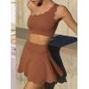 imageALCEA ROSEA Woman Athletic Mini Skirts Casual High Waisted Scalloped Hem Skorts with Pockets for Golf Tennis Sport 7885Khaki