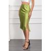 imageALCEA ROSEA Women High Waist Silky Satin Midi Skirt Elastic Waist A Line Skirt with Slit1951apple Green