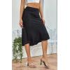 imageALCEA ROSEA Women High Waist Silky Satin Midi Skirt Elastic Waist A Line Skirt with SlitBlack