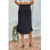 imageALCEA ROSEA Women High Waist Silky Satin Midi Skirt Elastic Waist A Line Skirt with SlitBlack