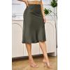 imageALCEA ROSEA Women High Waist Silky Satin Midi Skirt Elastic Waist A Line Skirt with SlitFatigue