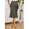 imageALCEA ROSEA Women High Waist Silky Satin Midi Skirt Elastic Waist A Line Skirt with SlitFatigue