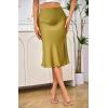 imageALCEA ROSEA Women High Waist Silky Satin Midi Skirt Elastic Waist A Line Skirt with SlitGold