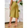 imageALCEA ROSEA Women High Waist Silky Satin Midi Skirt Elastic Waist A Line Skirt with SlitGold