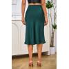 imageALCEA ROSEA Women High Waist Silky Satin Midi Skirt Elastic Waist A Line Skirt with SlitGreen