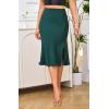 imageALCEA ROSEA Women High Waist Silky Satin Midi Skirt Elastic Waist A Line Skirt with SlitGreen
