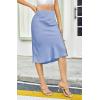 imageALCEA ROSEA Women High Waist Silky Satin Midi Skirt Elastic Waist A Line Skirt with SlitMidnight Blue