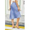 imageALCEA ROSEA Women High Waist Silky Satin Midi Skirt Elastic Waist A Line Skirt with SlitMidnight Blue