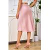 imageALCEA ROSEA Women High Waist Silky Satin Midi Skirt Elastic Waist A Line Skirt with SlitPale Pink