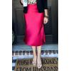 imageALCEA ROSEA Women High Waist Silky Satin Midi Skirt Elastic Waist A Line Skirt with SlitRed