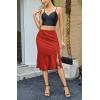 imageALCEA ROSEA Women High Waist Silky Satin Midi Skirt Elastic Waist A Line Skirt with SlitTomato