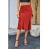 imageALCEA ROSEA Women High Waist Silky Satin Midi Skirt Elastic Waist A Line Skirt with SlitTomato
