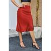 imageALCEA ROSEA Women High Waist Silky Satin Midi Skirt Elastic Waist A Line Skirt with SlitTomato