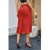 imageALCEA ROSEA Women High Waist Silky Satin Midi Skirt Elastic Waist A Line Skirt with SlitTomato