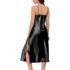imageALCEA ROSEA Women Silk Satin Nightgown Sexy Lace Chemise Lingerie Long Sleepdress for Ladies Sleepwear Slip NegligeeBlackbow