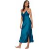 imageALCEA ROSEA Women Silk Satin Nightgown Sexy Lace Chemise Lingerie Long Sleepdress for Ladies Sleepwear Slip NegligeeBlackish Green