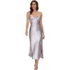 imageALCEA ROSEA Women Silk Satin Nightgown Sexy Lace Chemise Lingerie Long Sleepdress for Ladies Sleepwear Slip NegligeeCharcoal Grey