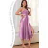 imageALCEA ROSEA Women Silk Satin Nightgown Sexy Lace Chemise Lingerie Long Sleepdress for Ladies Sleepwear Slip NegligeeDusty Rosebow