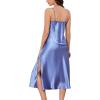 imageALCEA ROSEA Women Silk Satin Nightgown Sexy Lace Chemise Lingerie Long Sleepdress for Ladies Sleepwear Slip NegligeeMidnight Bluebow