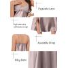 imageALCEA ROSEA Women Silk Satin Nightgown Sexy Lace Chemise Lingerie Long Sleepdress for Ladies Sleepwear Slip NegligeeMilk Teabow