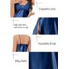 imageALCEA ROSEA Women Silk Satin Nightgown Sexy Lace Chemise Lingerie Long Sleepdress for Ladies Sleepwear Slip NegligeeNavybow