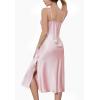 imageALCEA ROSEA Women Silk Satin Nightgown Sexy Lace Chemise Lingerie Long Sleepdress for Ladies Sleepwear Slip NegligeePinkbow