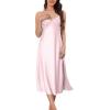 imageALCEA ROSEA Women Silk Satin Nightgown Sexy Lace Chemise Lingerie Long Sleepdress for Ladies Sleepwear Slip NegligeePinkbow