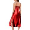 imageALCEA ROSEA Women Silk Satin Nightgown Sexy Lace Chemise Lingerie Long Sleepdress for Ladies Sleepwear Slip NegligeeRedbow