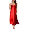 imageALCEA ROSEA Women Silk Satin Nightgown Sexy Lace Chemise Lingerie Long Sleepdress for Ladies Sleepwear Slip NegligeeRedbow