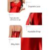 imageALCEA ROSEA Women Silk Satin Nightgown Sexy Lace Chemise Lingerie Long Sleepdress for Ladies Sleepwear Slip NegligeeRedbow