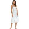 imageALCEA ROSEA Women Silk Satin Nightgown Sexy Lace Chemise Lingerie Long Sleepdress for Ladies Sleepwear Slip NegligeeWhite