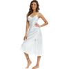 imageALCEA ROSEA Women Silk Satin Nightgown Sexy Lace Chemise Lingerie Long Sleepdress for Ladies Sleepwear Slip NegligeeWhite