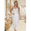imageALCEA ROSEA Women Silk Satin Nightgown Sexy Lace Chemise Lingerie Long Sleepdress for Ladies Sleepwear Slip NegligeeWhite2