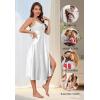 imageALCEA ROSEA Women Silk Satin Nightgown Sexy Lace Chemise Lingerie Long Sleepdress for Ladies Sleepwear Slip NegligeeWhitebow