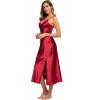 imageALCEA ROSEA Women Silk Satin Nightgown Sexy Lace Chemise Lingerie Long Sleepdress for Ladies Sleepwear Slip NegligeeWine2
