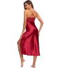 imageALCEA ROSEA Women Silk Satin Nightgown Sexy Lace Chemise Lingerie Long Sleepdress for Ladies Sleepwear Slip NegligeeWine2