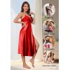 imageALCEA ROSEA Women Silk Satin Nightgown Sexy Lace Chemise Lingerie Long Sleepdress for Ladies Sleepwear Slip NegligeeWinebow