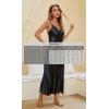 imageALCEA ROSEA Women Silk Satin Nightgown Sexy Lace Chemise Lingerie Long Sleepdress for Ladies Sleepwear Slip NegligeeXblack