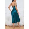 imageALCEA ROSEA Women Silk Satin Nightgown Sexy Lace Chemise Lingerie Long Sleepdress for Ladies Sleepwear Slip NegligeeXblackishgreen