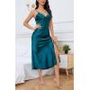 imageALCEA ROSEA Women Silk Satin Nightgown Sexy Lace Chemise Lingerie Long Sleepdress for Ladies Sleepwear Slip NegligeeXblackishgreen