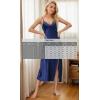 imageALCEA ROSEA Women Silk Satin Nightgown Sexy Lace Chemise Lingerie Long Sleepdress for Ladies Sleepwear Slip NegligeeXnavy