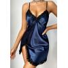 imageALCEA ROSEA Women Sleepwear Sexy Lingerie Nightgown Lace Chemise Satin Slip Silk Negligee Nightie3872navy