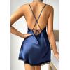 imageALCEA ROSEA Women Sleepwear Sexy Lingerie Nightgown Lace Chemise Satin Slip Silk Negligee Nightie3872navy