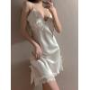 imageALCEA ROSEA Women Sleepwear Sexy Lingerie Nightgown Lace Chemise Satin Slip Silk Negligee Nightie3935white