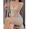imageALCEA ROSEA Women Sleepwear Sexy Lingerie Nightgown Lace Chemise Satin Slip Silk Negligee Nightie3935white